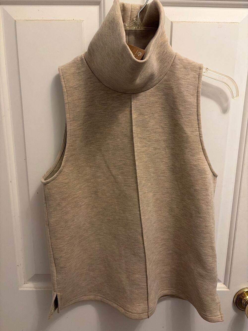 OGL Move Sleeveless Turtleneck Knit Sweater Top Beige Size S New With Tags